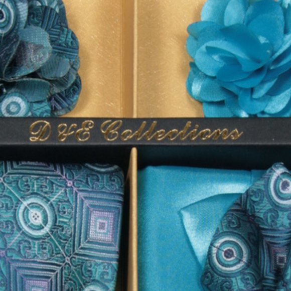 6 Piece Turquoise Lavender Necktie & Bow Tie Set - Picture 6 of 6